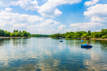 Paddling boats at the Serpentine Lake in Hyde Park - obrazy, fototapety, plakaty