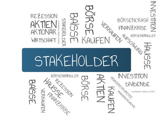 STAKEHOLDER - Bilder mit W&ouml;rtern aus dem Bereich B&ouml;rse, Wortwolke, W&uuml;rfel, Buchstabe, Bild, Illustration