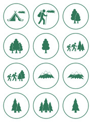 Obraz premium Set of Hiking and Natural areas icons