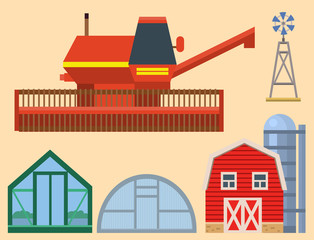 Naklejka premium Vector farm harvesting greenhouse equipment agriculture and horticulture farming hand tools