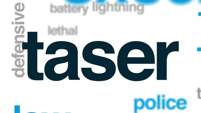 Taser animated word cloud, text design animation.