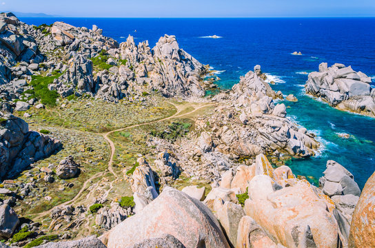 Huge Granite Rocks formations in Capo Testa in north Sardinia, Italy