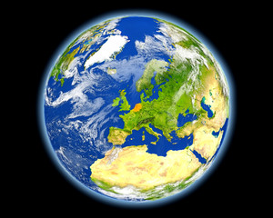 Netherlands in red from space