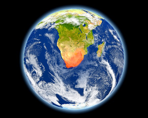 South Africa in red from space