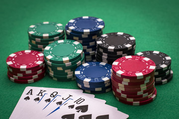 Casino chip and card