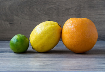 Citrus fruits on a wooden table
