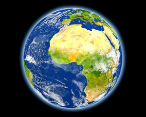 Benin in red from space