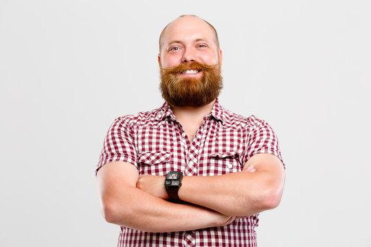 Contented man with beard , mustache