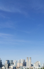 新宿高層ビル群　全景　快晴青空　大空　コピースペース