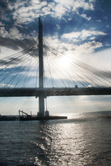 cable-stayed bridge in summer day