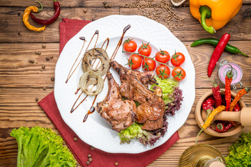 grilled beef steak on the grill
