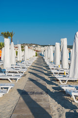 Fototapeta premium Cesme, Turkey - June 17, 2017 : Ilica Beach view in June. Ilica Beach is popular tourist destination in Turkey.