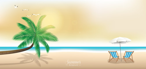 Twilight summer beach vector background