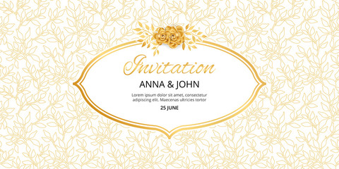 Fototapeta premium Gold Floral invitation