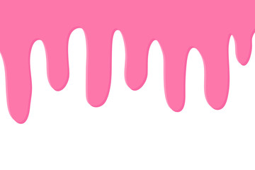 Pink melted icing, sugar frosting, ice cream or slime. Vector illustration doodle drawing isolated on white background.