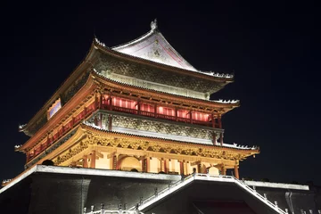Gordijnen Drum Tower of Xi'an, downtown Xi'an was erected in 1380. Shaanxi province of China © David Davis