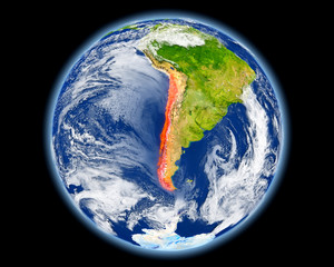 Chile in red from space