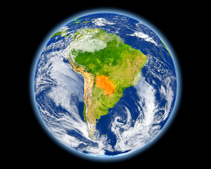 Paraguay in red from space