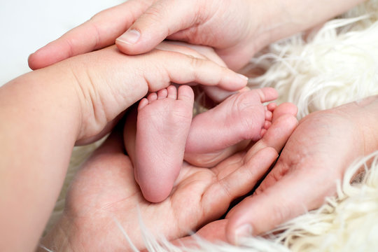 Babyfüße in Elternhände