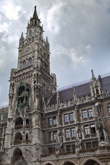 Fototapeta na wymiar Town Hall clock tower, Marienplatz, Munich,Germany