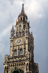 Fototapeta na wymiar Town Hall clock tower, Marienplatz, Munich,Germany