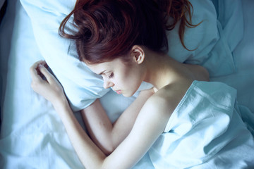 Woman sleeping, woman resting in bed, woman sleeping, bed, relaxing in the morning, morning