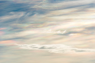 Beautiful iridescent cloud Irisation or rainbow cloud.