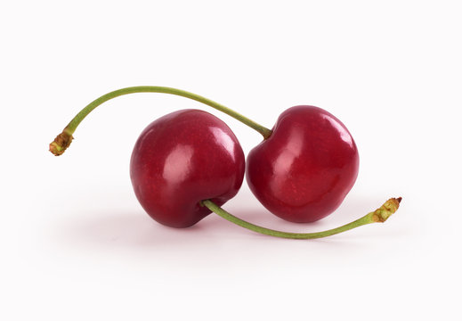 Juicy cherry on a white background