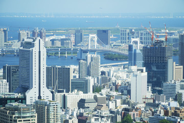 東京都市風景　三田　お台場　東京湾方面を望む
遠く千葉まで