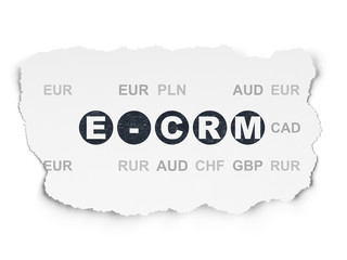 Finance concept: E-CRM on Torn Paper background