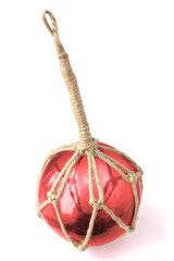 boule de verre rouge, flotteur pêche décoration 