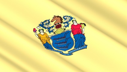 Waving flag of New Jersey state. 3D illustration.
