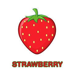 Strawberry Fruit Cartoon Drawing Simple Design. Illustration Isolated On White Background With Text Strawberry