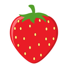 Strawberry Fruit Cartoon Drawing Flat Design. Illustration Isolated On White Background