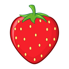 Strawberry Fruit Cartoon Drawing Simple Design. Illustration Isolated On White Background