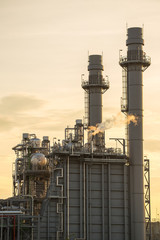 Industrial power plant at twilight.