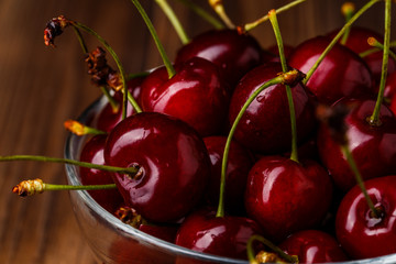 Bowl with fresh red Cherries.