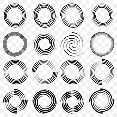 Set monochrome round objects. Vector decorative sample.