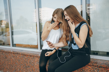 girls with headphone
