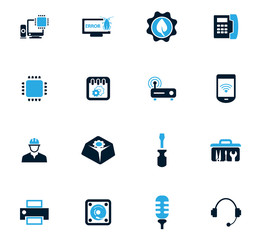 Electronics repair icons set
