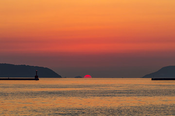 博多湾の夕日