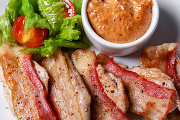 crispy organic heritage smoked bacon from a local organic farm