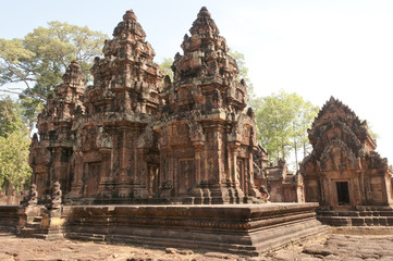 Ruins of ancient Angkor temple Banteay Srei, Cambodia