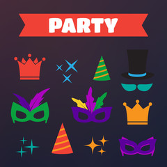 Hat and mask, costume and cylinder, bunny ears