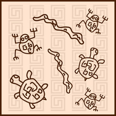 Ancient mexican symbols vector illustration
