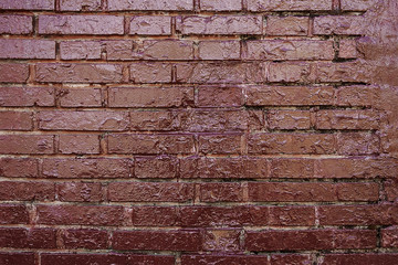Old dark red painted brick wall background texture