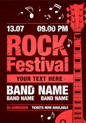vector rock festival flyer design template with guitar