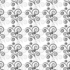 Black twig on light seamless pattern