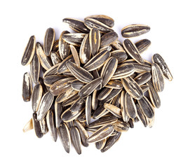 Sunflower seeds on white background