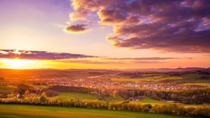 The landscape at sunset in Germany, Low Saxony